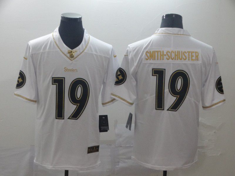 Men Pittsburgh Steelers 19 Smith-schuster White Retro gold character Nike NFL Jerseys